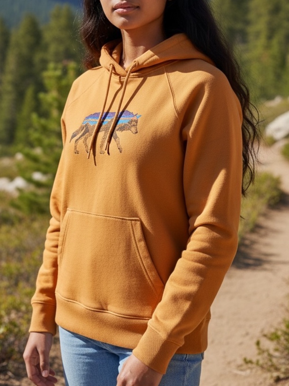 Patagonia Cloudberry Orange Pullover Back for Good Hoodie
Wolf Graphic Sz L